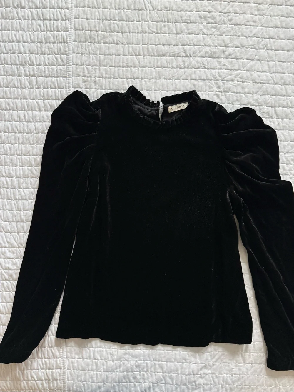Ulla Johnson Giles Black Velvet Puff Sleeve Top size 4